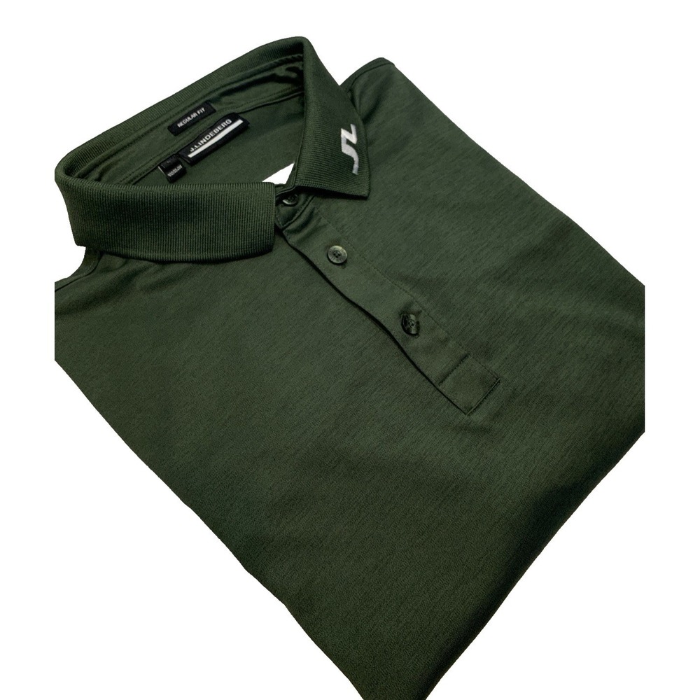 J. Lindeberg Golf Polo Men's Short Sleeve Green White Performance Shirt Large